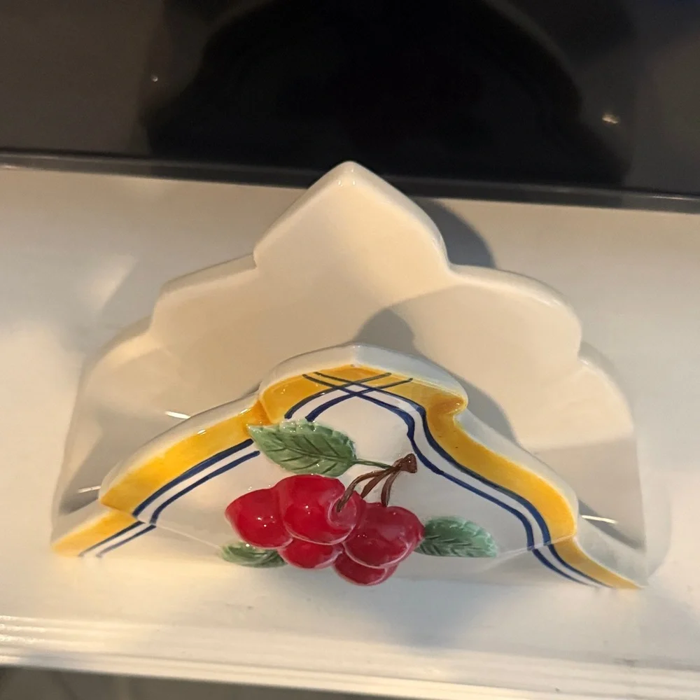 Department 56 Ceramic Holder with Red Cherries